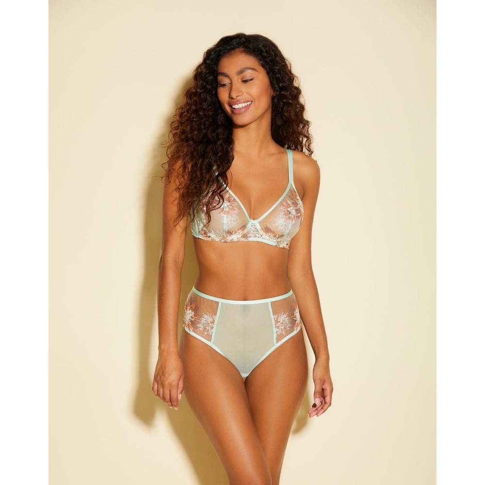 Cosabella Maasai Underwire Bra 34E & High Waisted Bikini‎ Set Lagoon Mint New